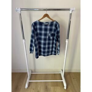 J.Jill Blue/White Plaid Top Size Large